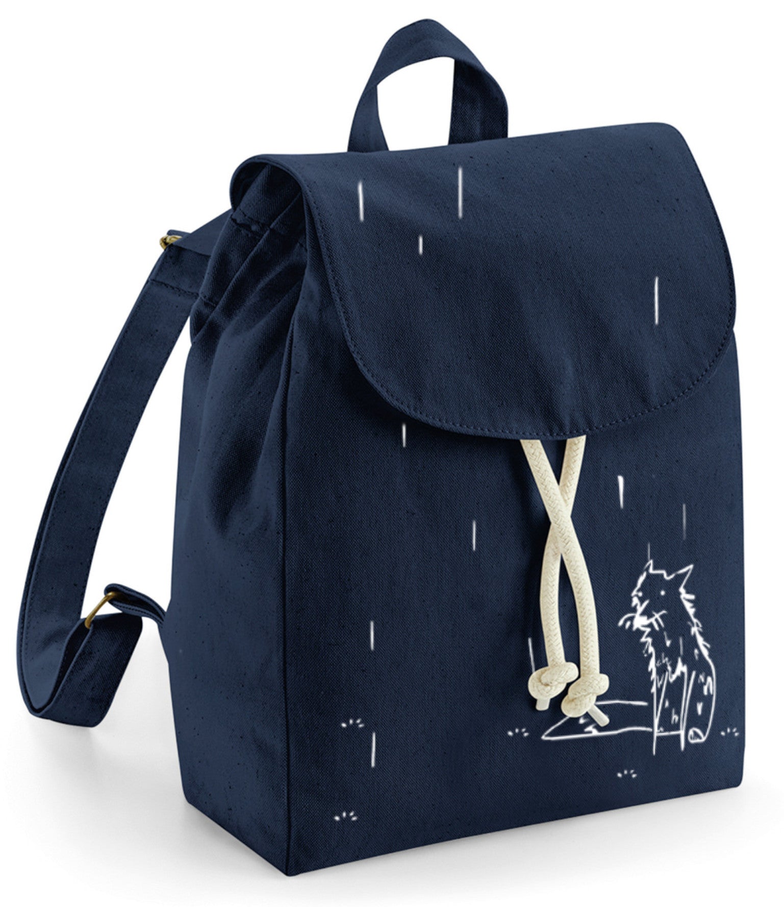 Mini amber rucksack, fox in the rain