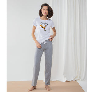 Women pyjama set, fox heart