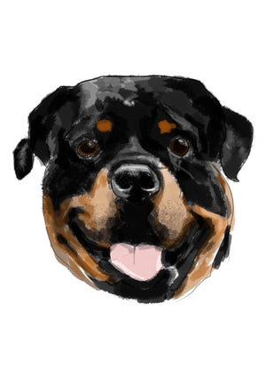 hand painted rotweiller portrait