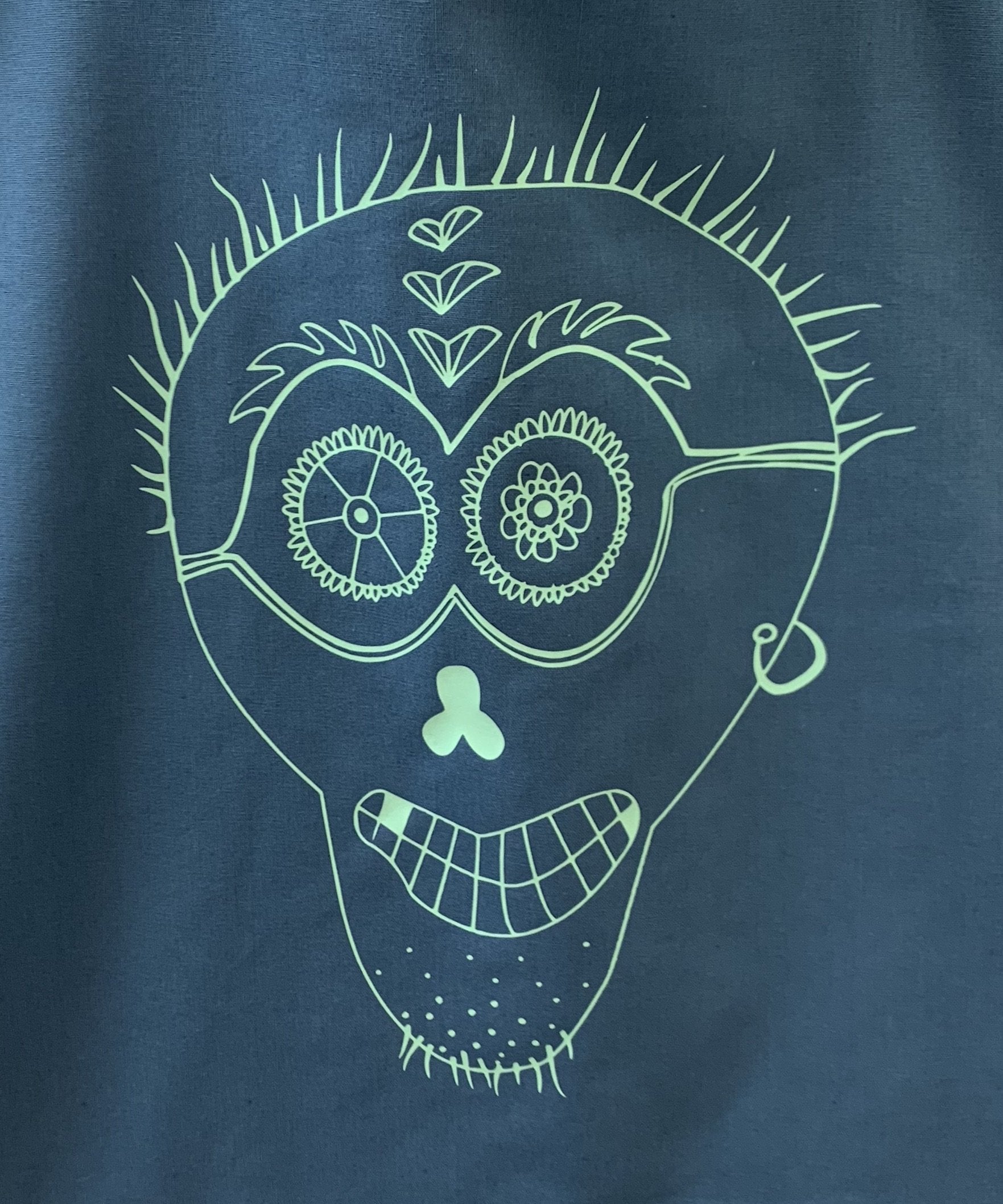 Bags - Punk Skull Tote Bag, Airforce Blue