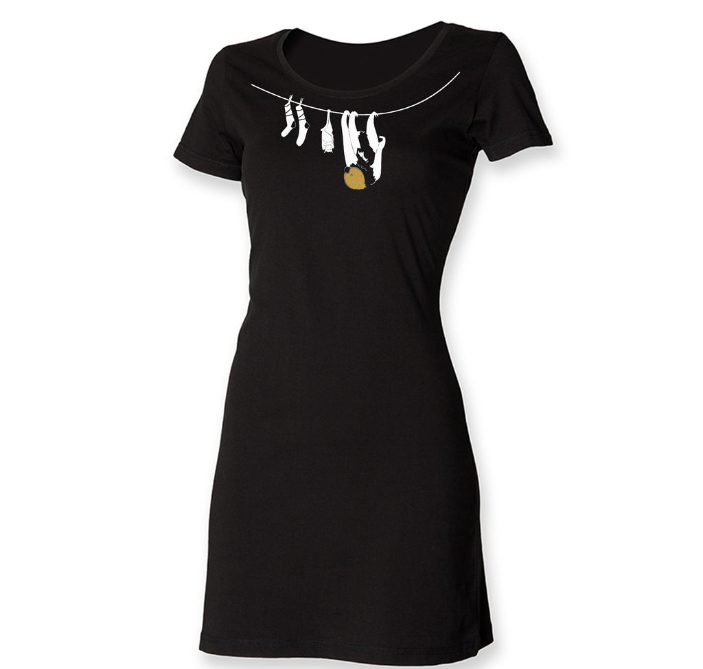 Bat sloth and socks t-shirt dress-ARTsy clothing