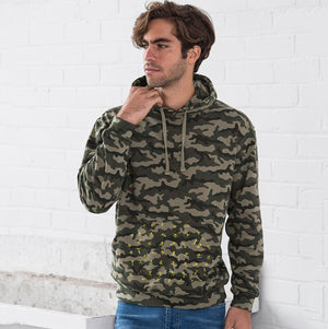 Camouflage unisex hoodie, stickmen