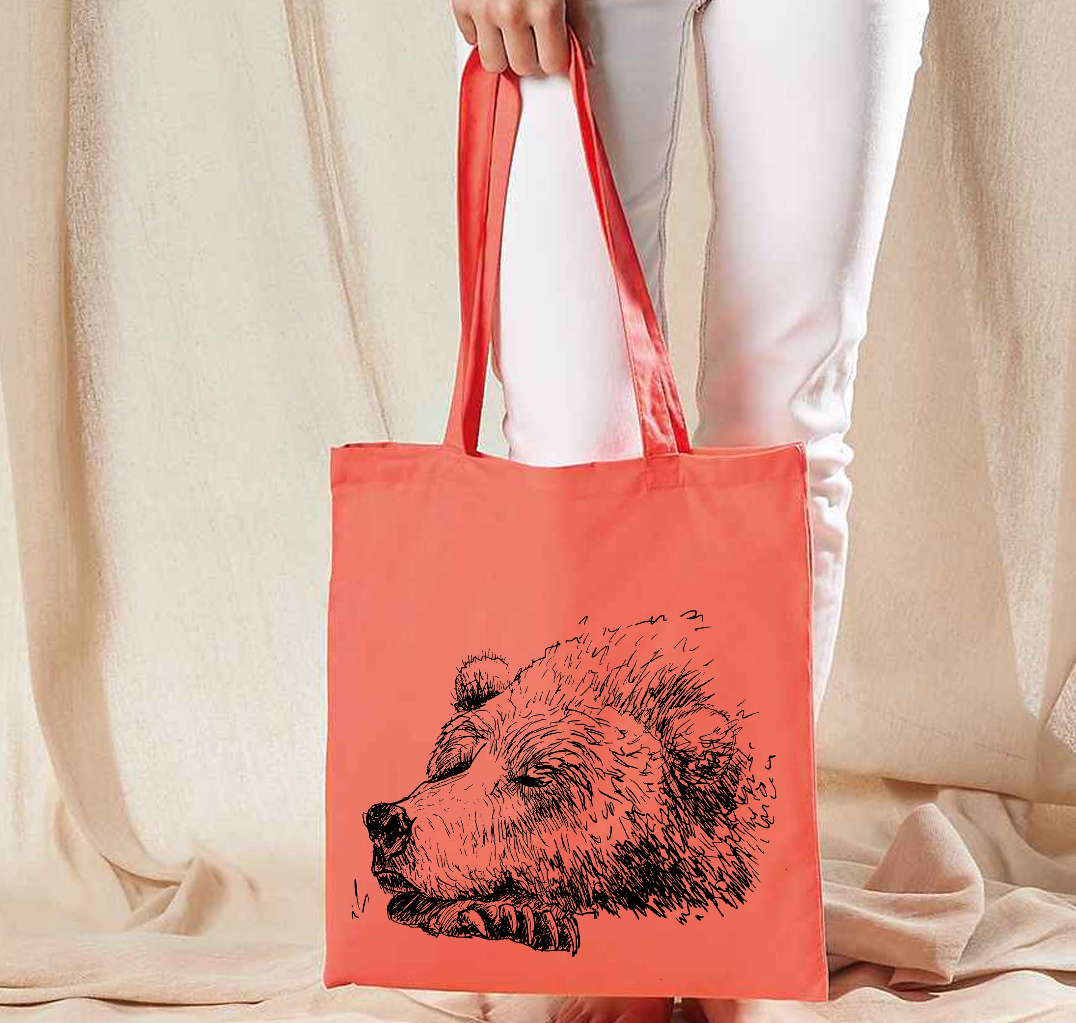 Sleepy bear tote bag