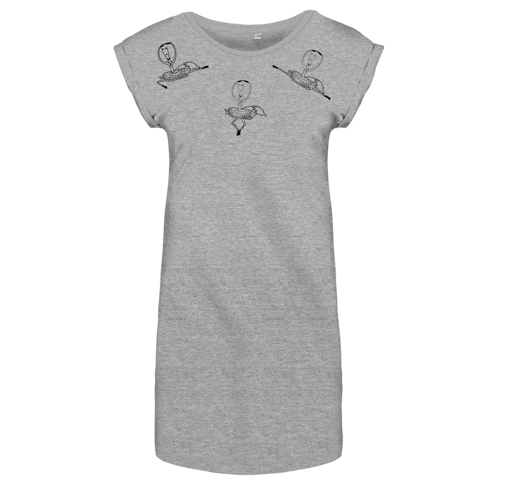Ballerina foxes flowy t-shirt dress, grey-ARTsy clothing