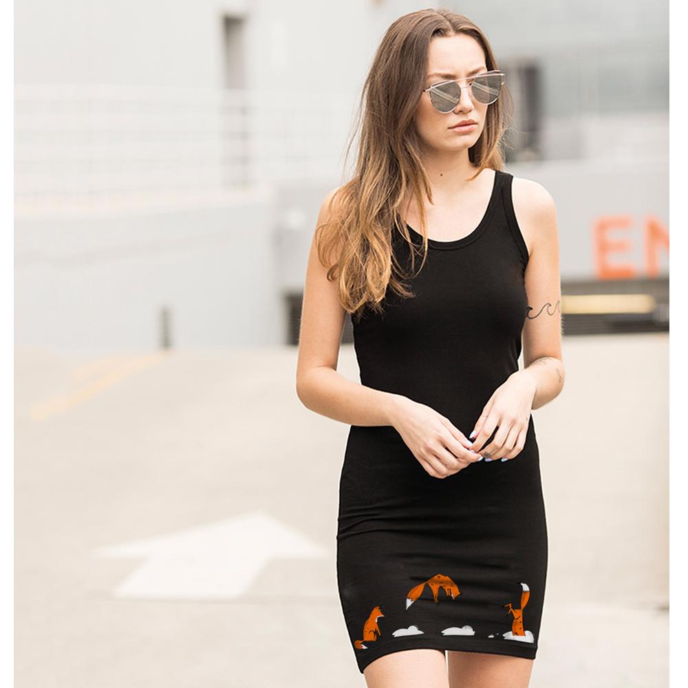 Dress - Jumping Fox Vest Dress, Black