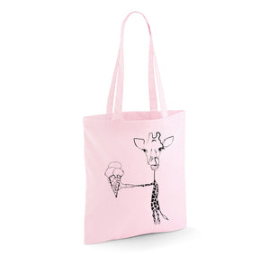 Giraffe with ice cream tote bag