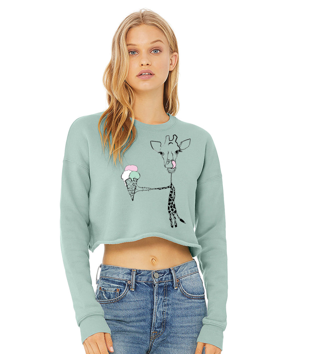 Giraffe with ice cream jumper, dusty blue