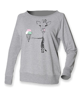 Giraffe with ice cream jumper, grey