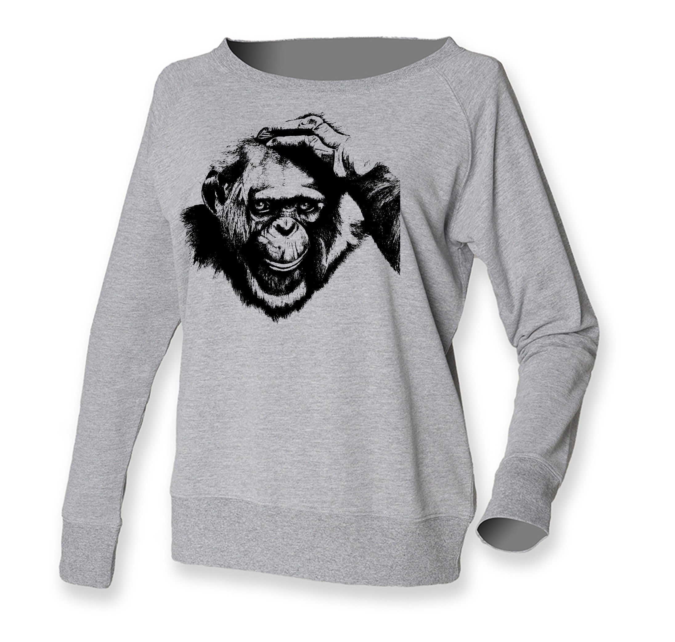 Thinking Chimp grey jumper, by Gill Pollitt