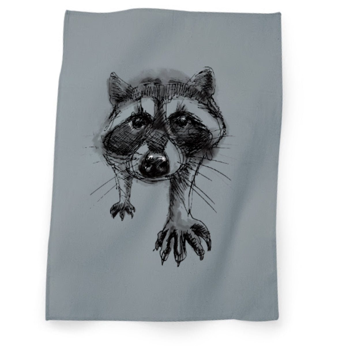 Curious racoon tea towel