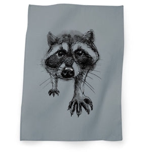 Curious racoon tea towel