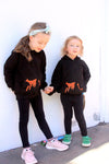 Hoodie - Kids Leopard Hoodie, Black/orange