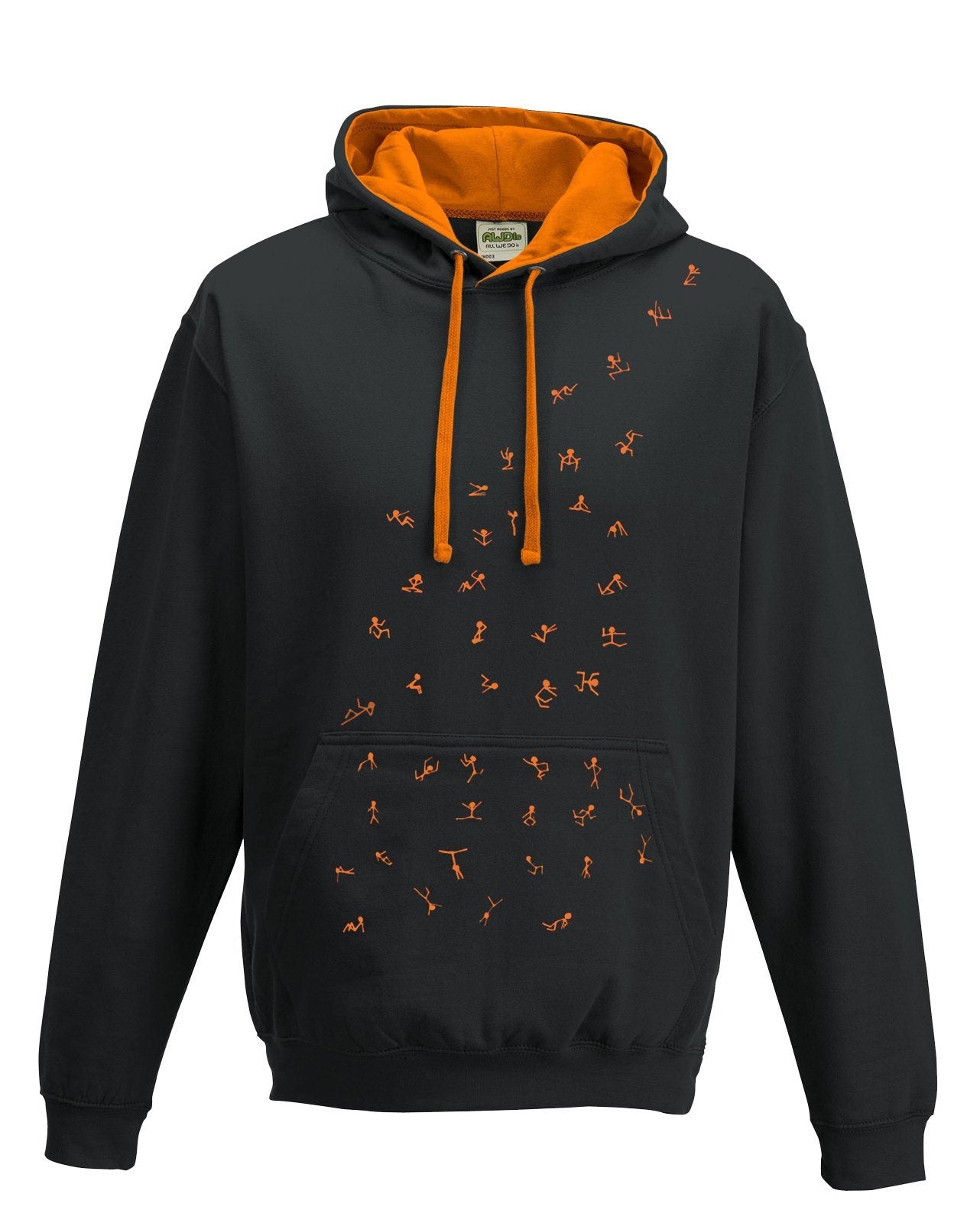 Hoodie - Stick Figures Hoodie, Black/orange