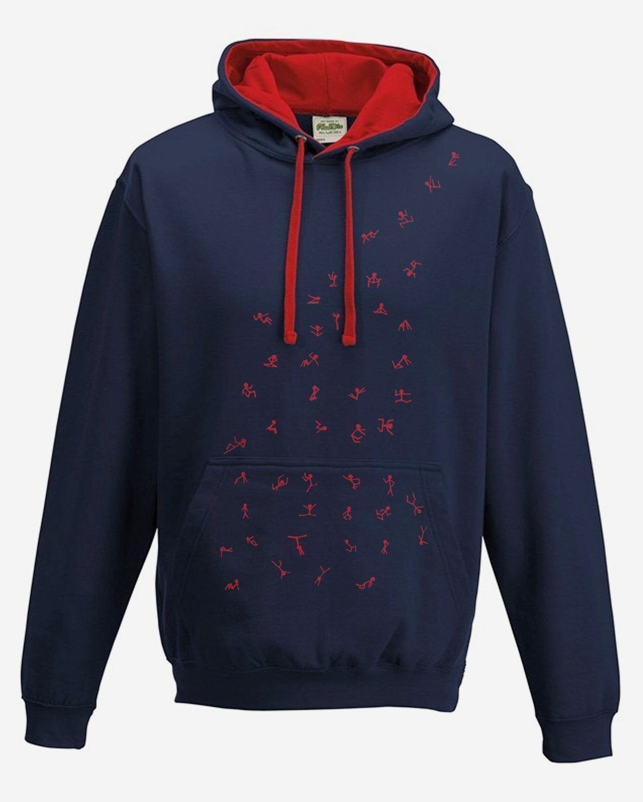 Hoodie - Stick Figures Hoodie, French Navy/Fire Red
