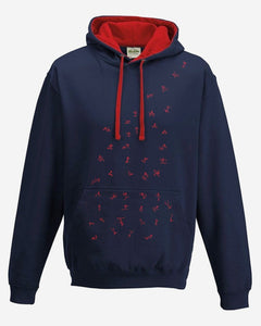 Hoodie - Stick Figures Hoodie, French Navy/Fire Red