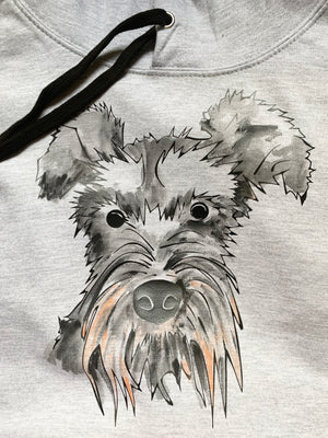 Schnauzer the dog hoodie, grey black