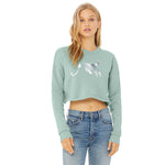 Jumper - Cropped Leopard Jumper, Dusty Blue