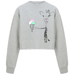 Kids cropped sweatshirt, Giraffe Ice cream