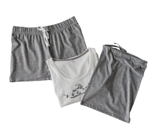 Pyjama Set - Women Shorts Pyjamas Set, Yawning Fox