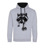 Curious racoon hoodie, Grey/Black