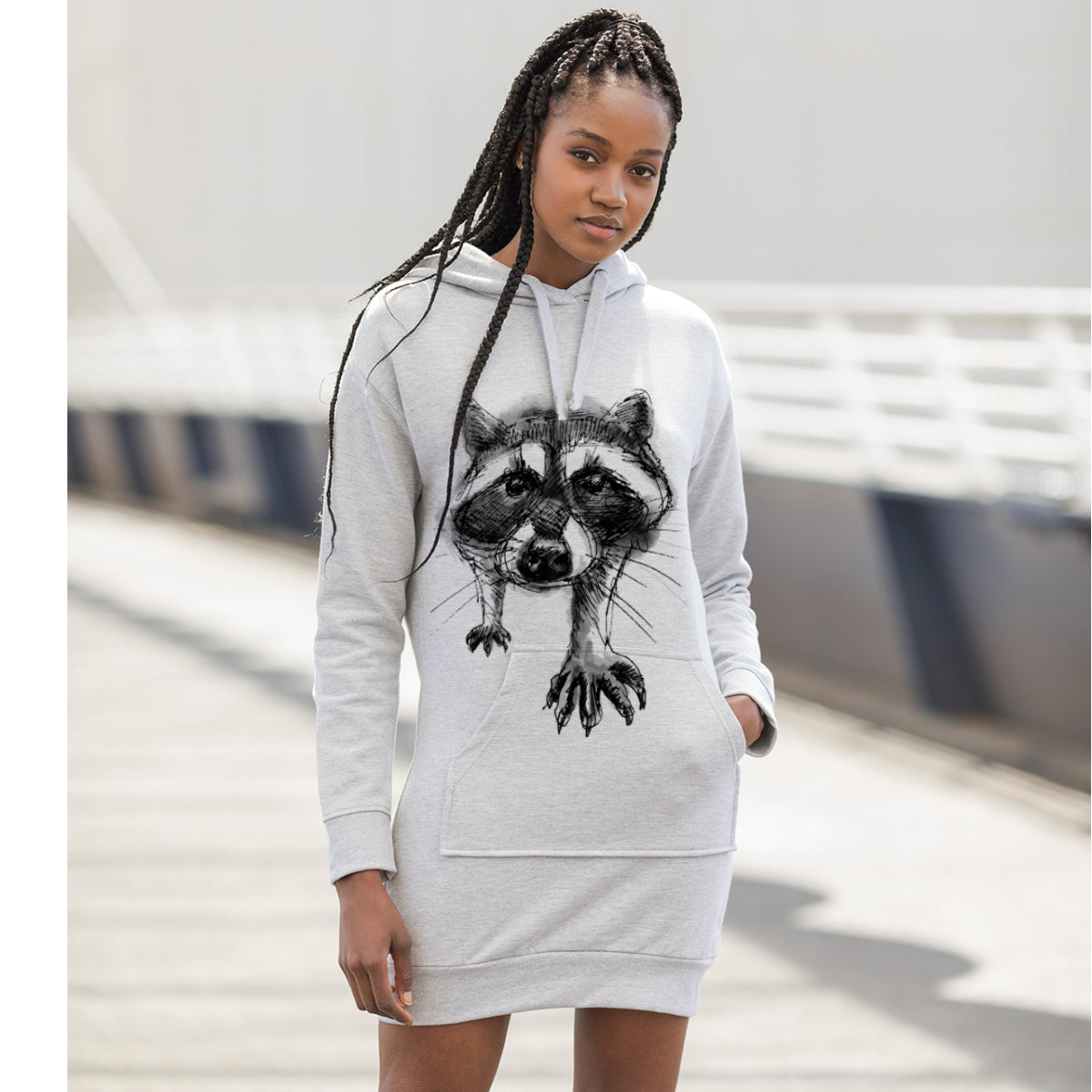 Curious racoon hoodie dress ARTsy clothing Curious racoon hoodie dress ARTsy clothing