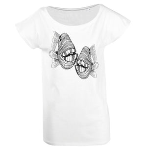 Off the shoulder women top, fish