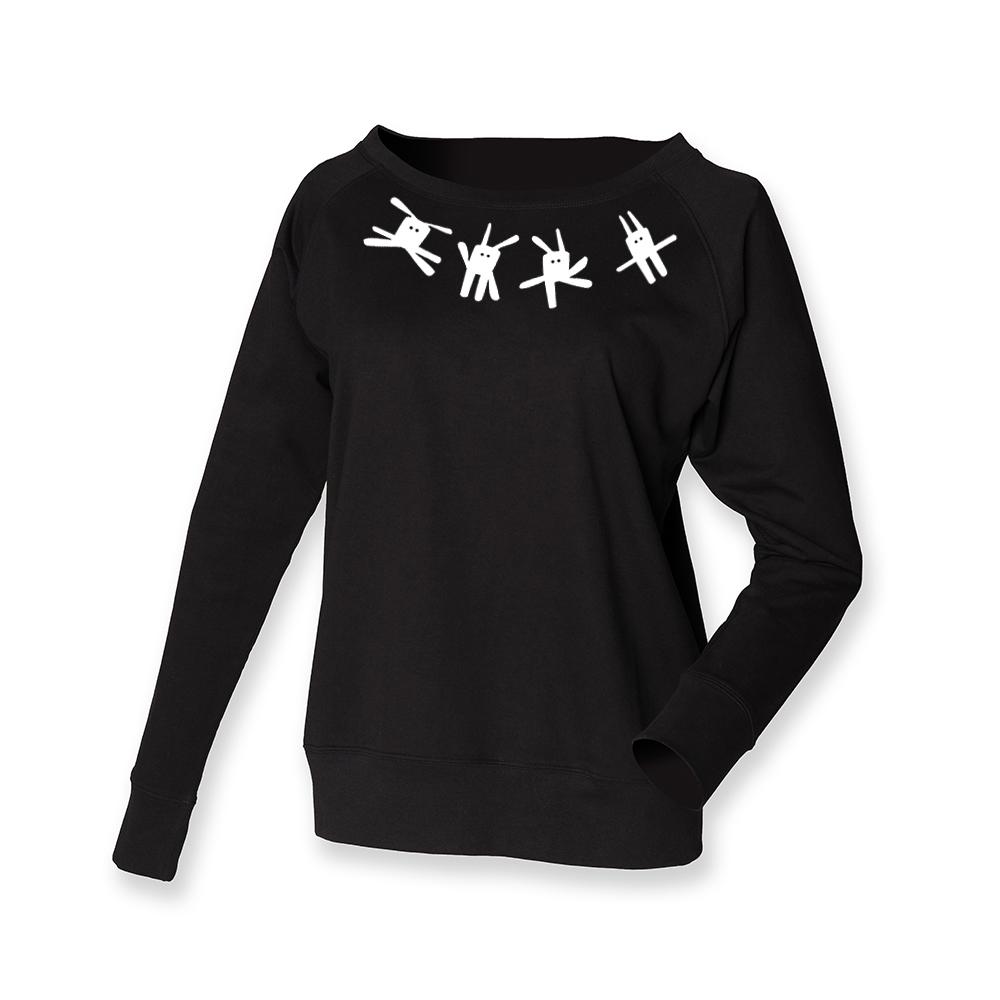 Women Top - Black Jumper, Bunnies