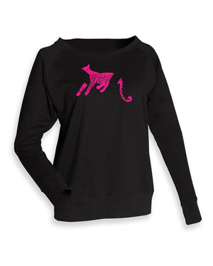 Women Top - Black Jumper, Leopard