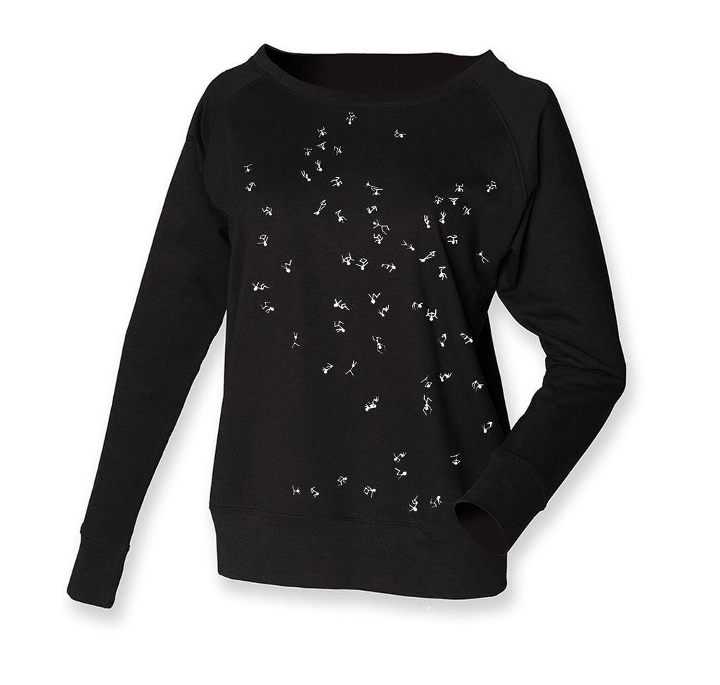 Women Top - Black Jumper, Stick Figures