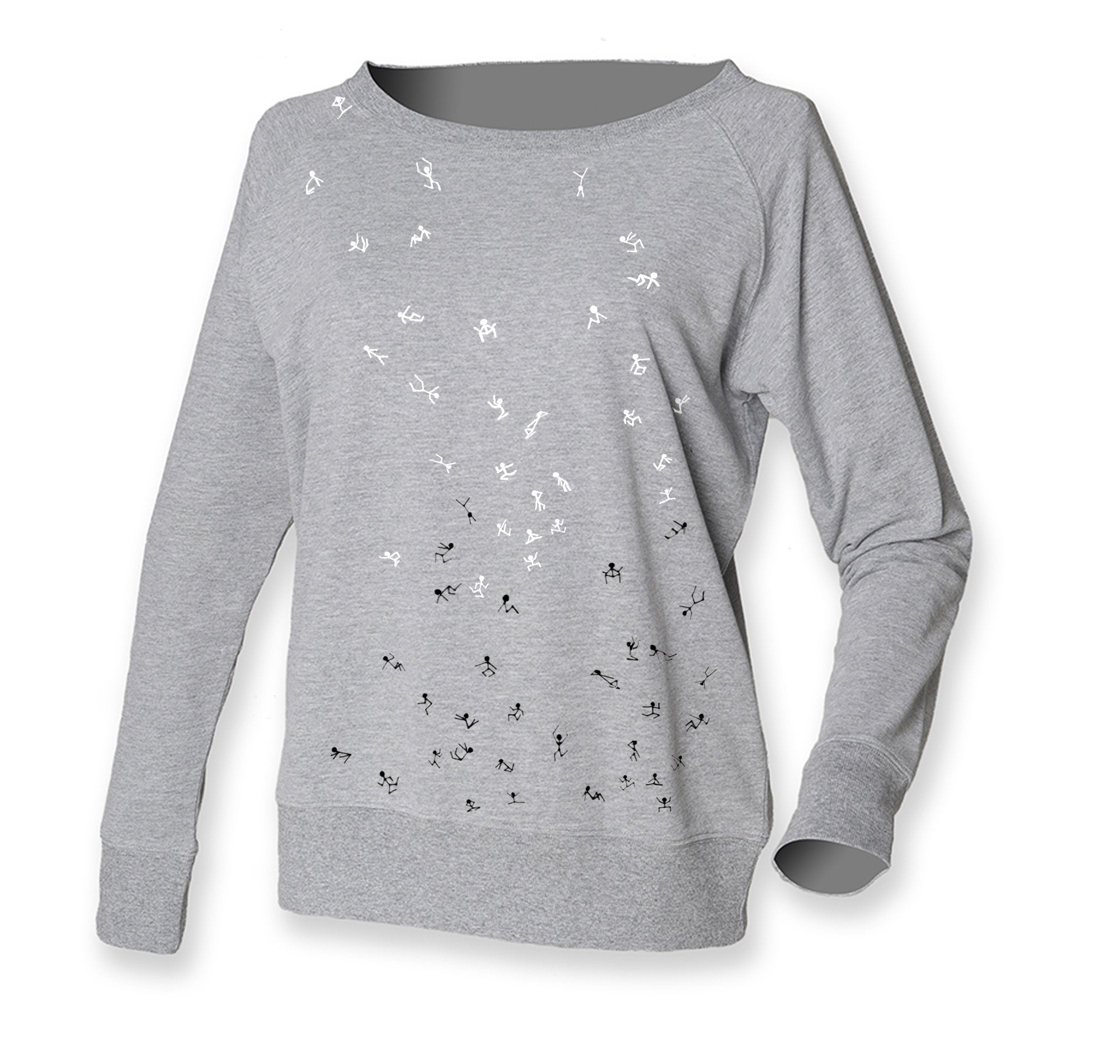 Women Top - Grey Sweatshirt With Stick Figures