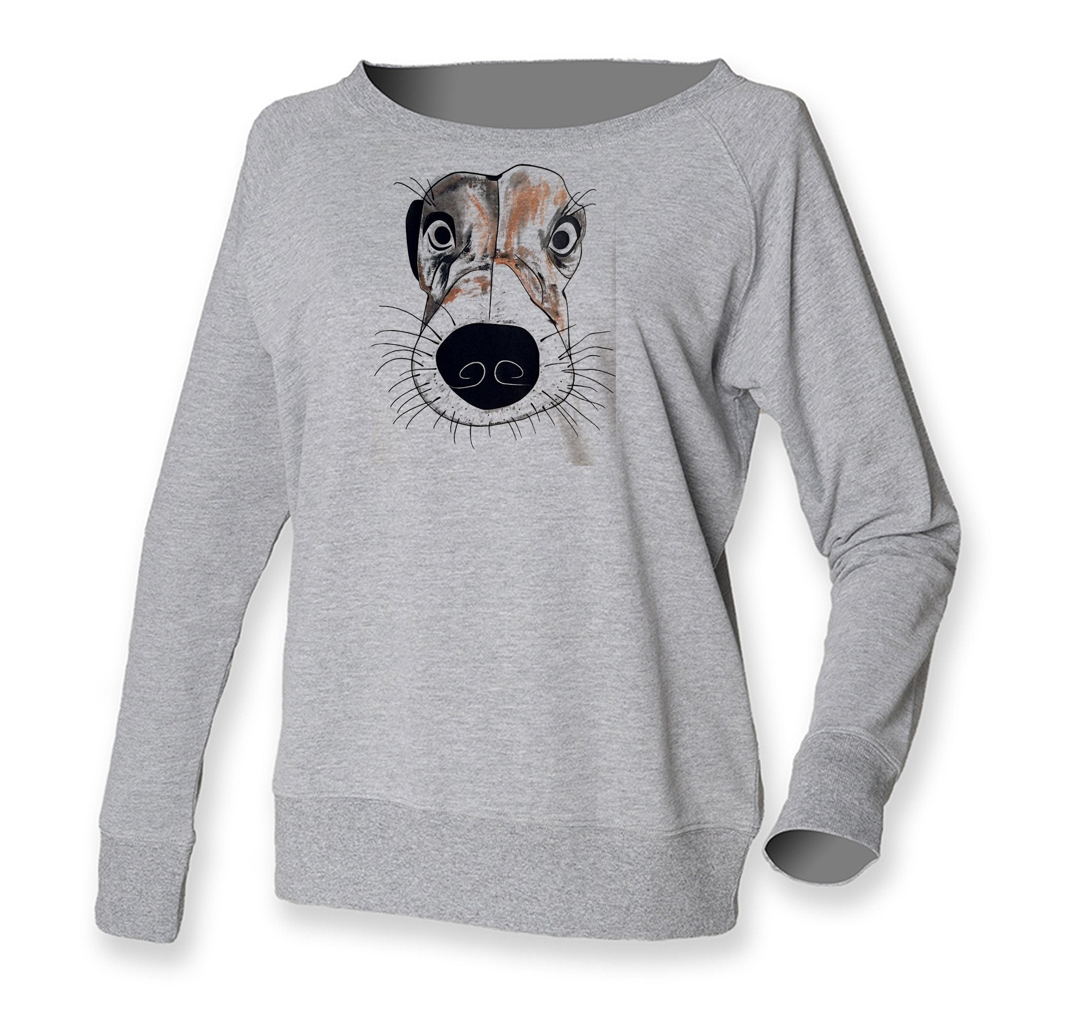 Women Top - Jack Russel Face Jumper, Grey