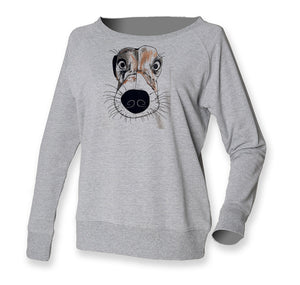 Women Top - Jack Russel Face Jumper, Grey
