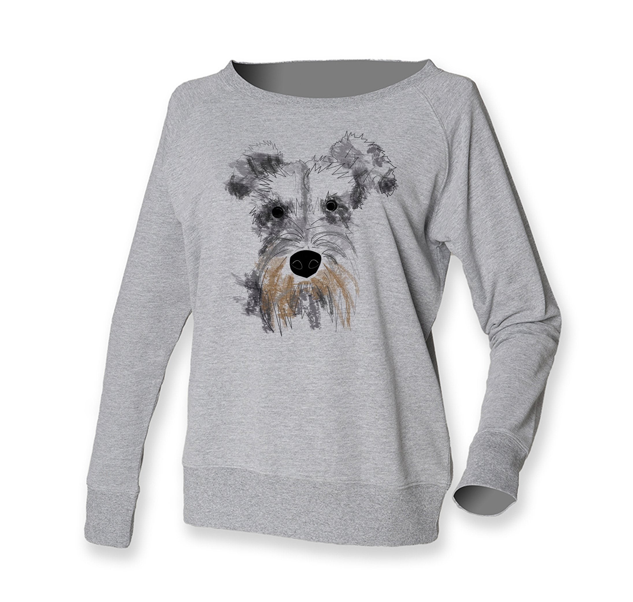 Women Top - Schnauzer Jumper, Grey