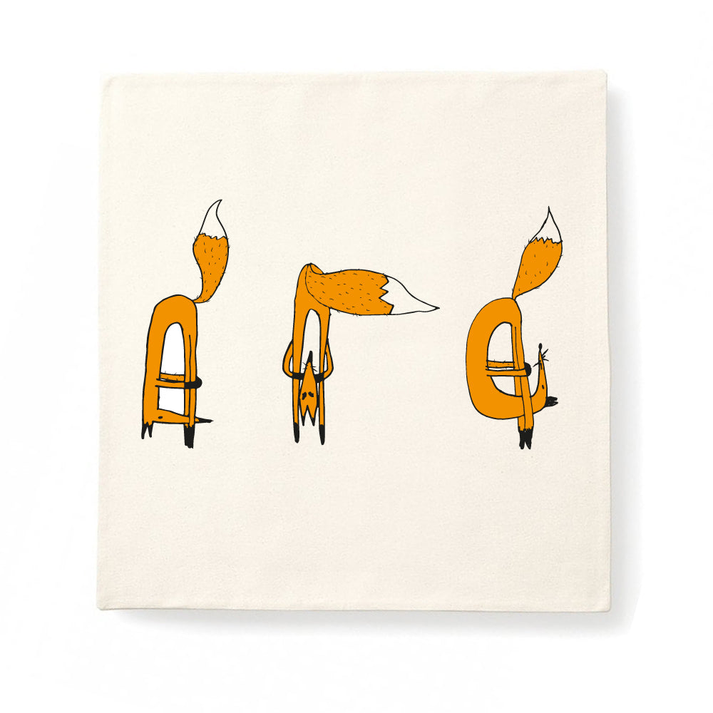 Cushion cover, yoga foxes